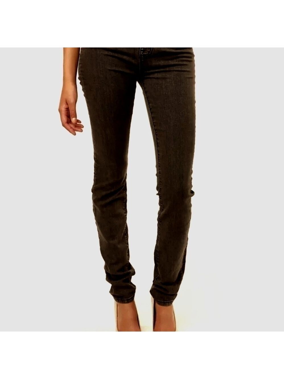 BGD Cigarette Jeans High Rise Black Stretch Denim Slim Fit Straight Leg Size 27